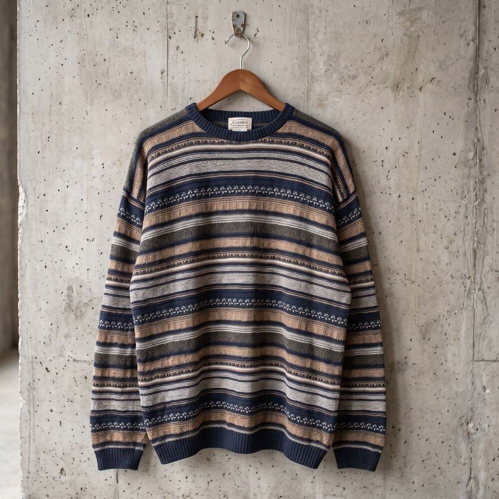 St. John's Bay Crewneck Sweater Size 3X Large Multi Striped Cotton